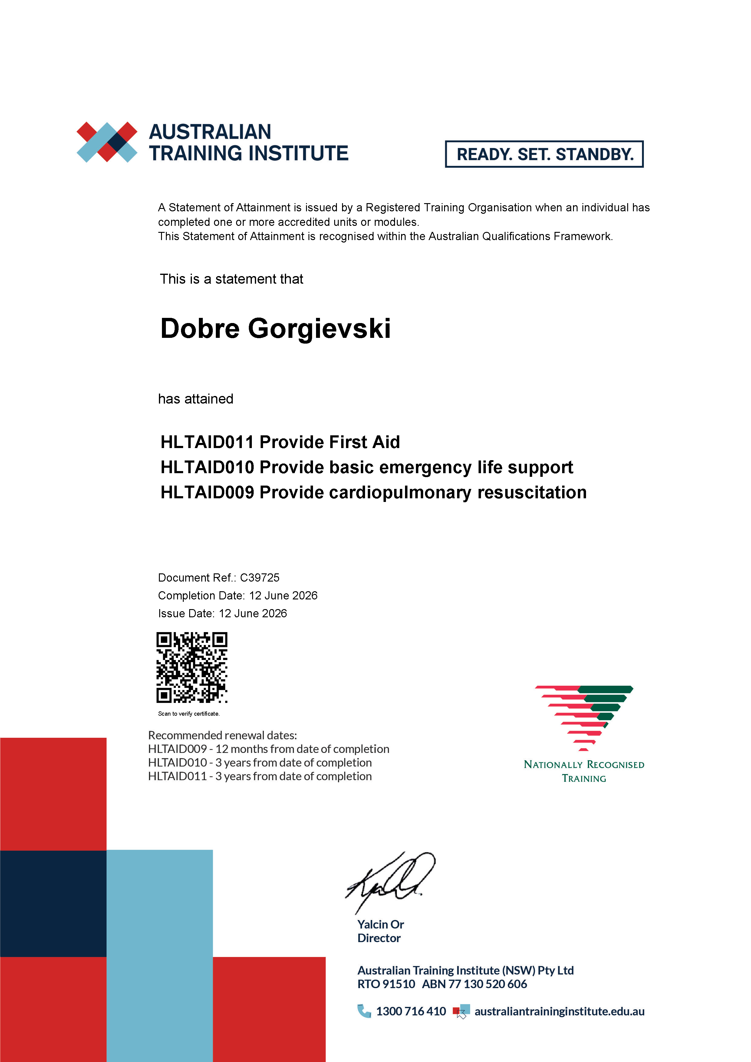 First Aid Certificate preview
