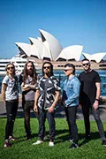 Rock band Pop Evil photographed in front of the Sydney Opera House during their Sydney visit.